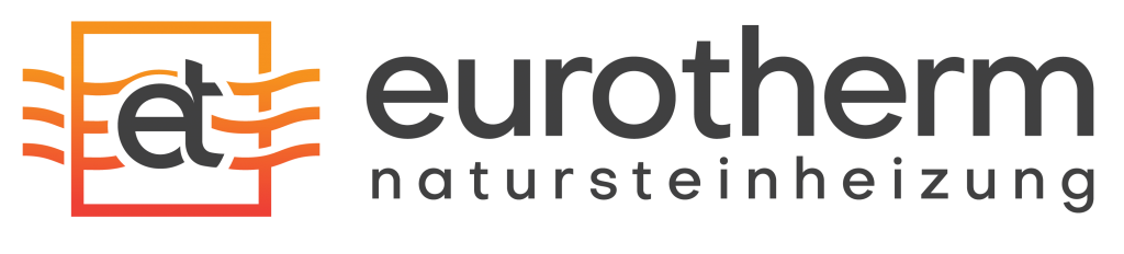 Logo der Firma eurotherm GmbH Infrarot-Natursteinheizungen in Rot-Orange und Schwarz.