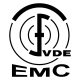 Logo des VDE EMC, das die Zertifizierung für elektromagnetische Verträglichkeit symbolisiert.